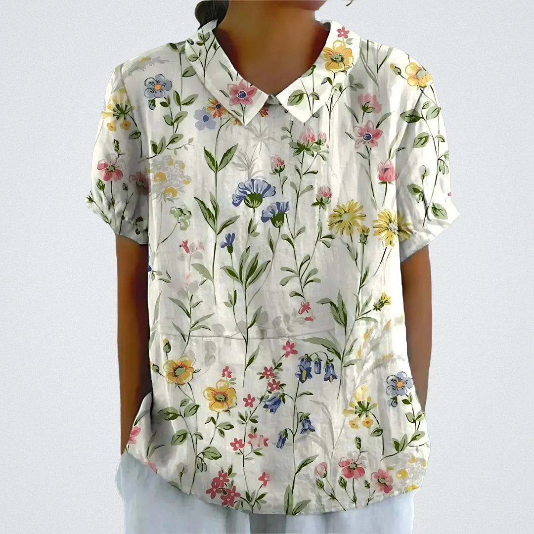 Blanc avec fleurs / S